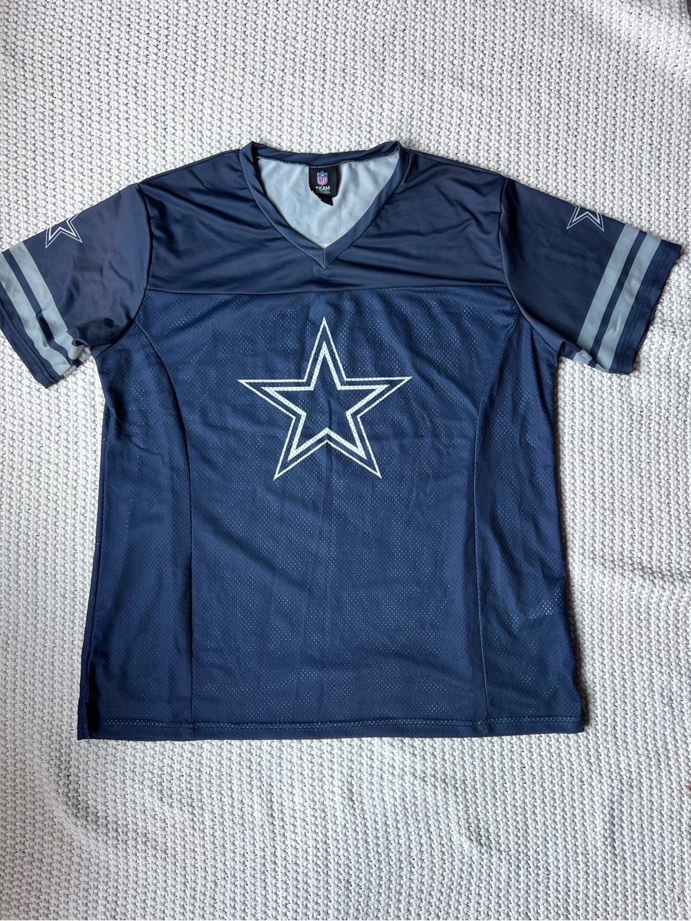 NFL Dallas Cowboys Navy Blue Gray Football Adult Jersey Classic Shirt Size Large